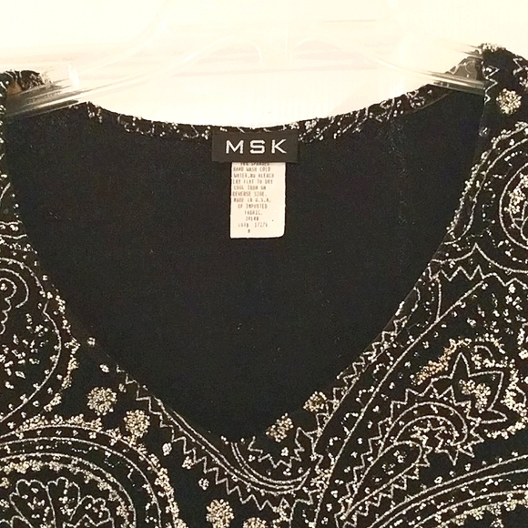 Macy’s MSK – Embellished vintage beaded top with paisley print & belled sleeves - Picture 4 of 4